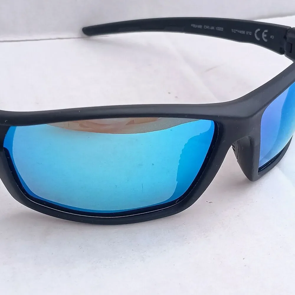 Tek Gear Rubberized Wrap Around Sunglasses-Polarized Blue Lens-Non SLip-UVA/B